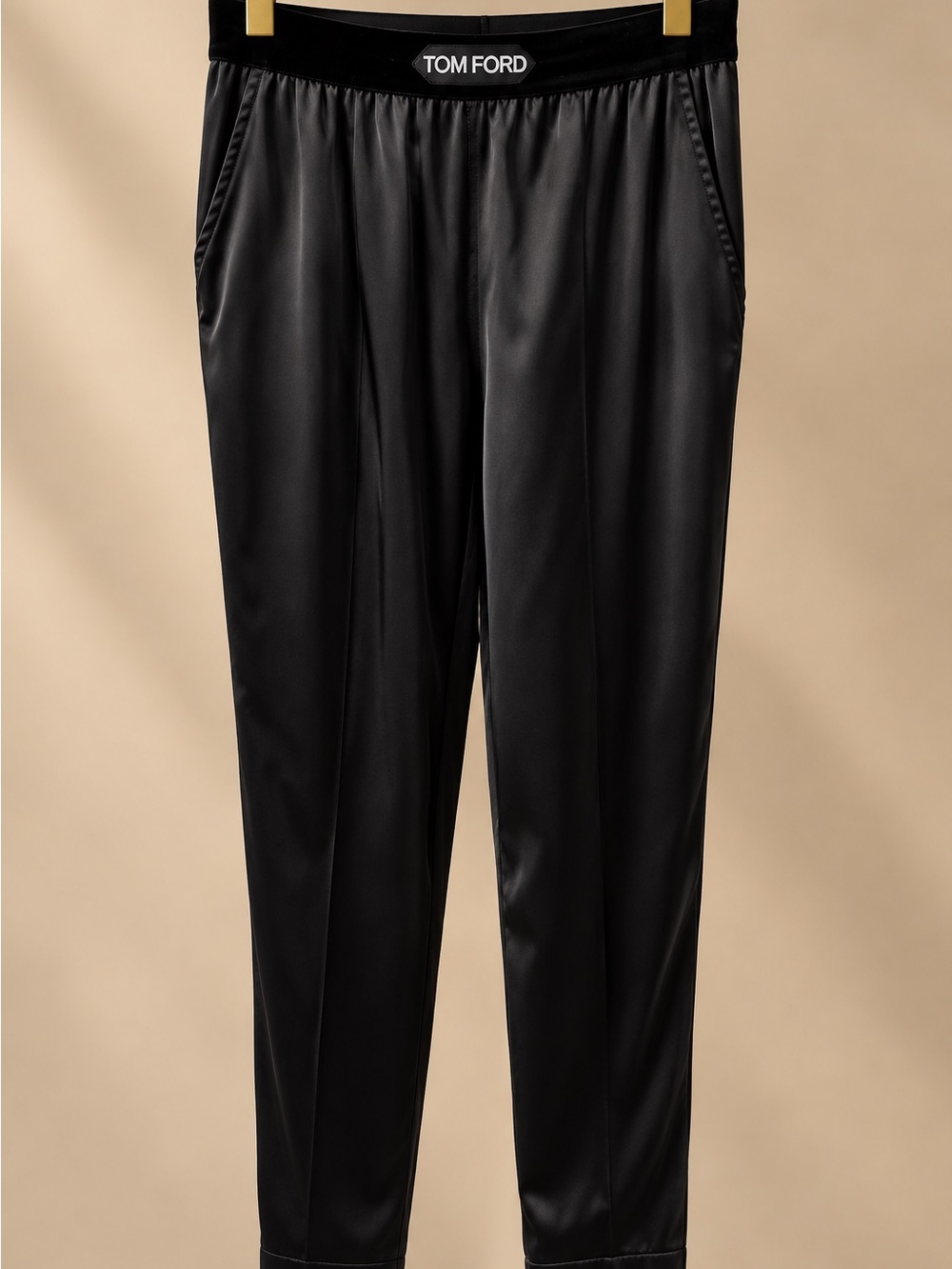 Tom Ford Black Satin Tapered Jogger Pants